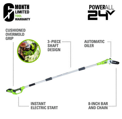 เครื่องตัดแต่งกิ่งไม้สูงไร้สาย Greenworks 24V (เฉพาะตัวเครื่อง)