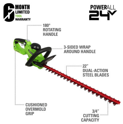 เครื่องเล็มพุ่มไม้ (22 นิ้ว) Greenworks 24V (เฉพาะตัวเครื่อง) - Image 2