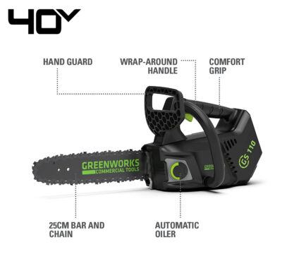 เลื่อยโซ่ 10 นิ้ว Greenworks 40V Top Handle (เฉพาะตัวเครื่อง) - Image 2