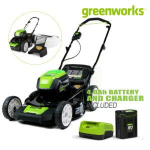 เครื่องตัดหญ้าแบบเข็น Greenworks 80V Pro เครื่องตัดหญ้าแบบเข็นไร้สาย เครื่องตัดหญ้าแบบเข็นแบตเตอรี่ ใบตัด 21 นิ้ว